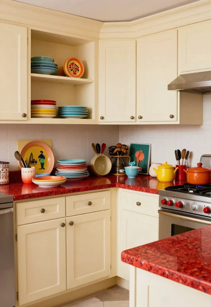 18 Cream Kitchen Cabinets With Granite Ideas With Elegant Contrast 13 18 Cream Kitchen Cabinets With Granite Ideas With Elegant Contrast - 13. Cream Cabinets with Colorful Accents 1