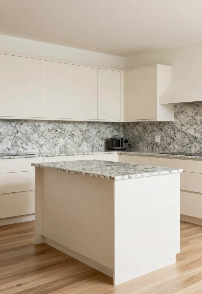 18 Cream Kitchen Cabinets With Granite Ideas With Elegant Contrast 18 18 Cream Kitchen Cabinets With Granite Ideas With Elegant Contrast - 18. Multi-layered Granite for Depth and Dimension 1