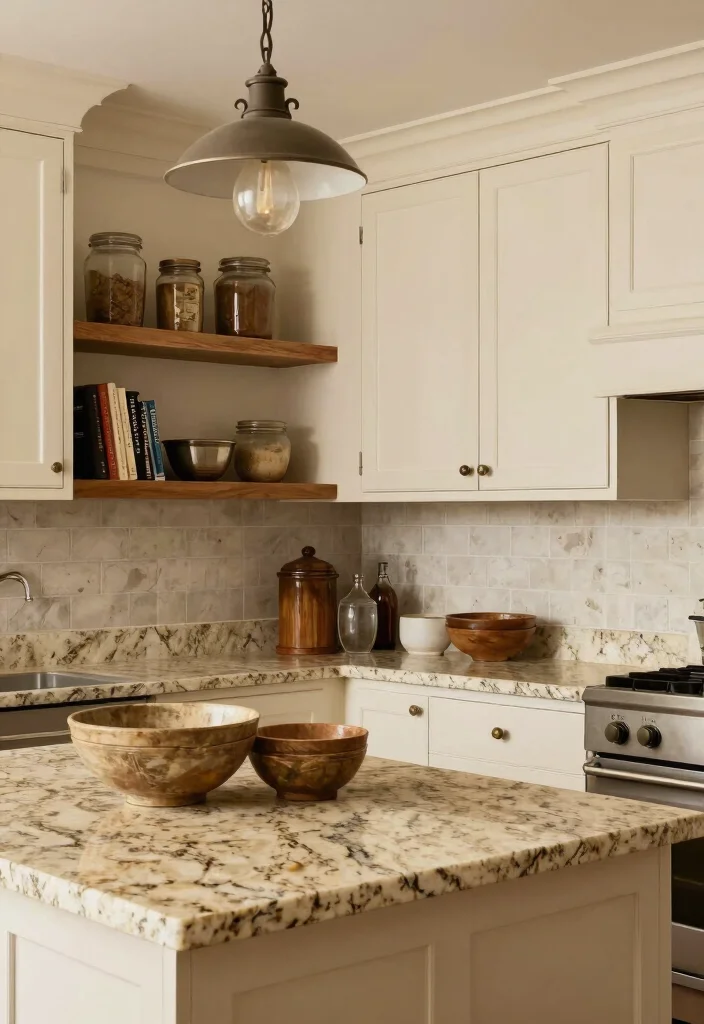 18 Cream Kitchen Cabinets With Granite Ideas With Elegant Contrast 2 18 Cream Kitchen Cabinets With Granite Ideas With Elegant Contrast - 2. Warm Beige Granite with Cream Cabinets 1
