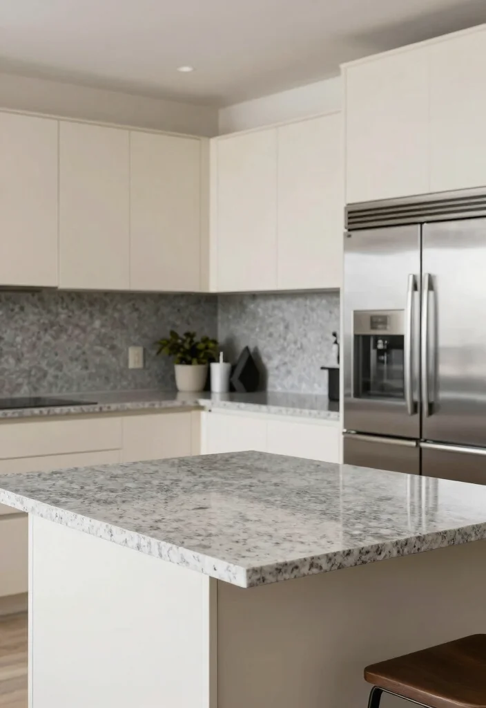 18 Cream Kitchen Cabinets With Granite Ideas With Elegant Contrast 3 18 Cream Kitchen Cabinets With Granite Ideas With Elegant Contrast - 3. Gray Granite and Cream for a Chic Twist 1