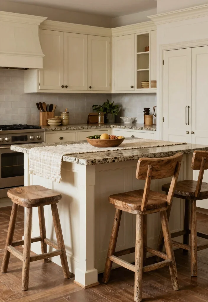 18 Cream Kitchen Cabinets With Granite Ideas With Elegant Contrast 5 18 Cream Kitchen Cabinets With Granite Ideas With Elegant Contrast - 5. Rustic Brown Granite with Cream Cabinets 1
