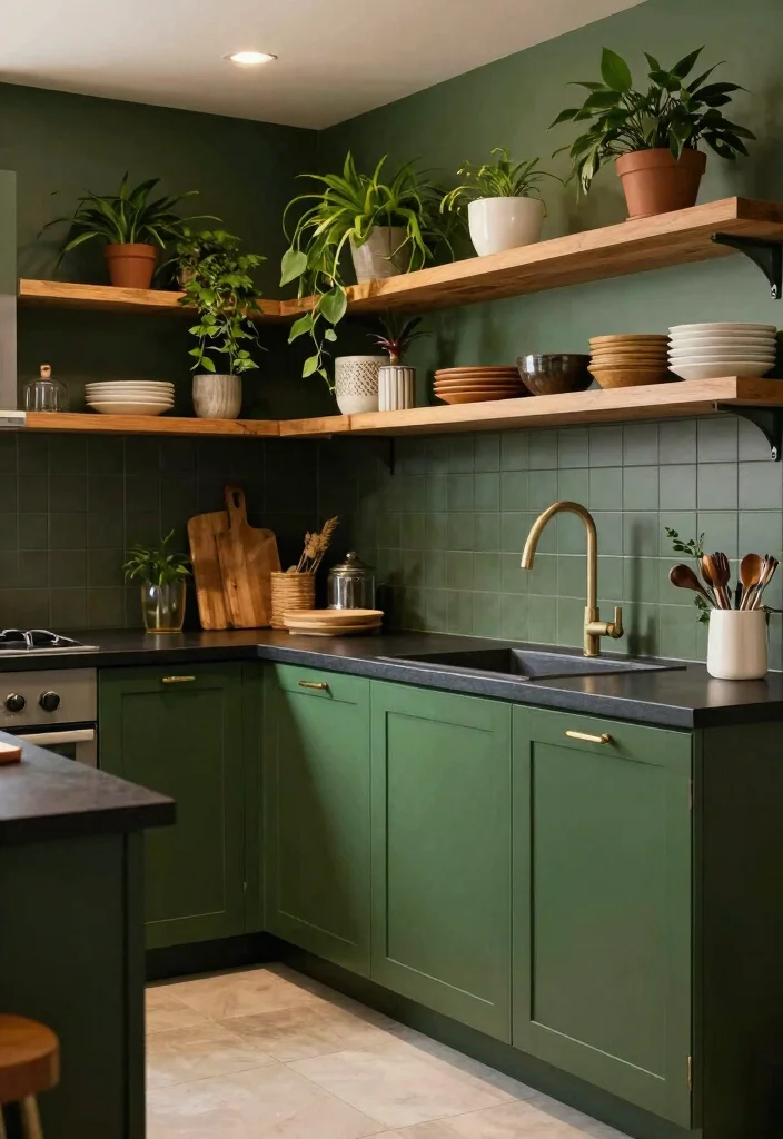 18 Green Kitchen Cabinets Black Countertop Ideas With Bold Contrast 2 18 Green Kitchen Cabinets Black Countertop Ideas With Bold Contrast - 2. Deep Forest Green Cabinets 1