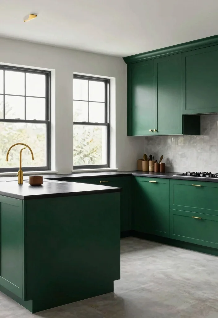 18 Green Kitchen Cabinets Black Countertop Ideas With Bold Contrast 5 18 Green Kitchen Cabinets Black Countertop Ideas With Bold Contrast - 5. Dark Emerald Green Cabinets 1