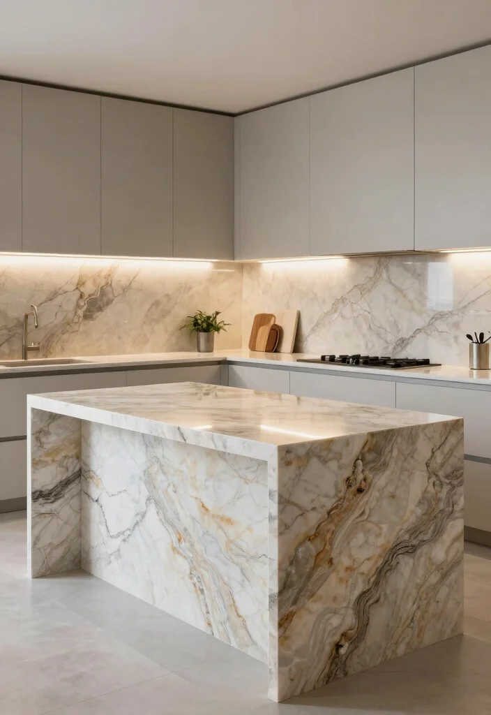 18 Kitchen Island Inspiration Ideas That Transform Layouts - 13. Stone Countertops for Elegance 1