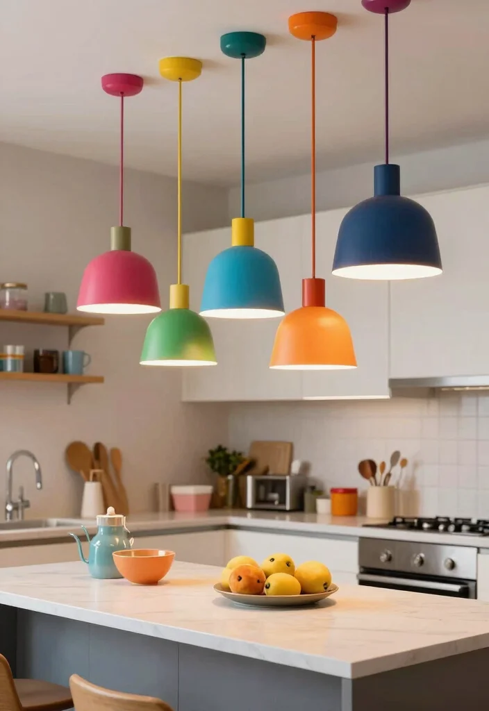 18 Kitchen Island Lighting 2026 Trending Ideas That Elevate Your Space - 9. Colorful Lighting Fixtures 1