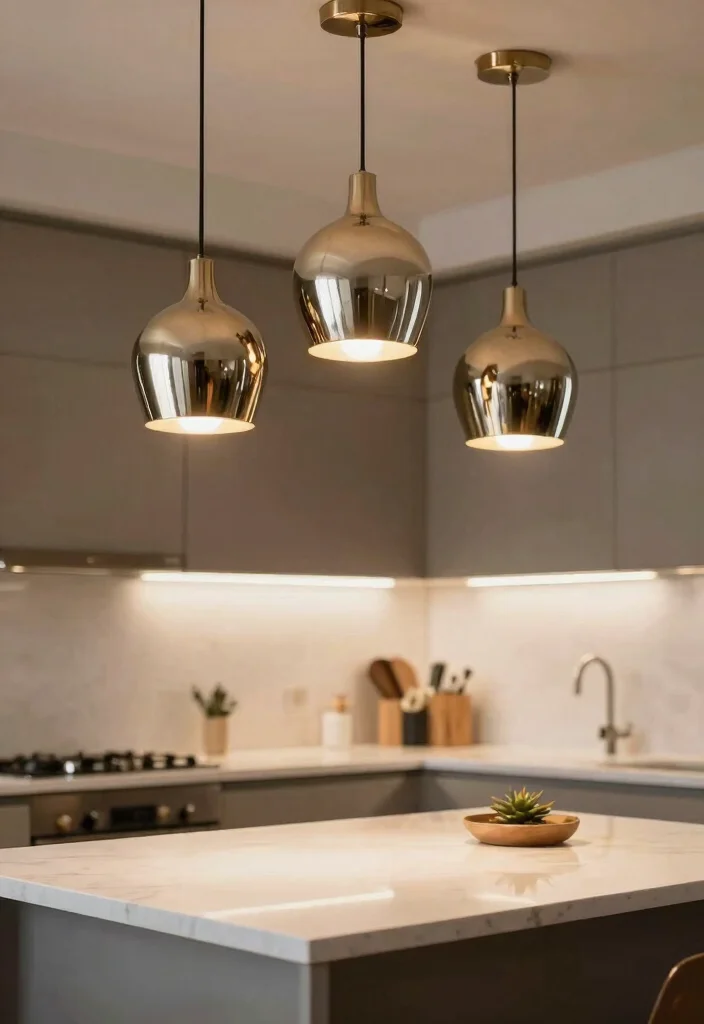 18 Kitchen Island Pendant Lighting Ideas That Shine - 13. Statement Metallics 1