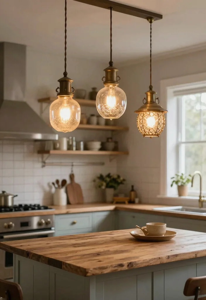18 Kitchen Island Pendant Lighting Ideas That Shine - 6. Vintage-Inspired Pendants 1