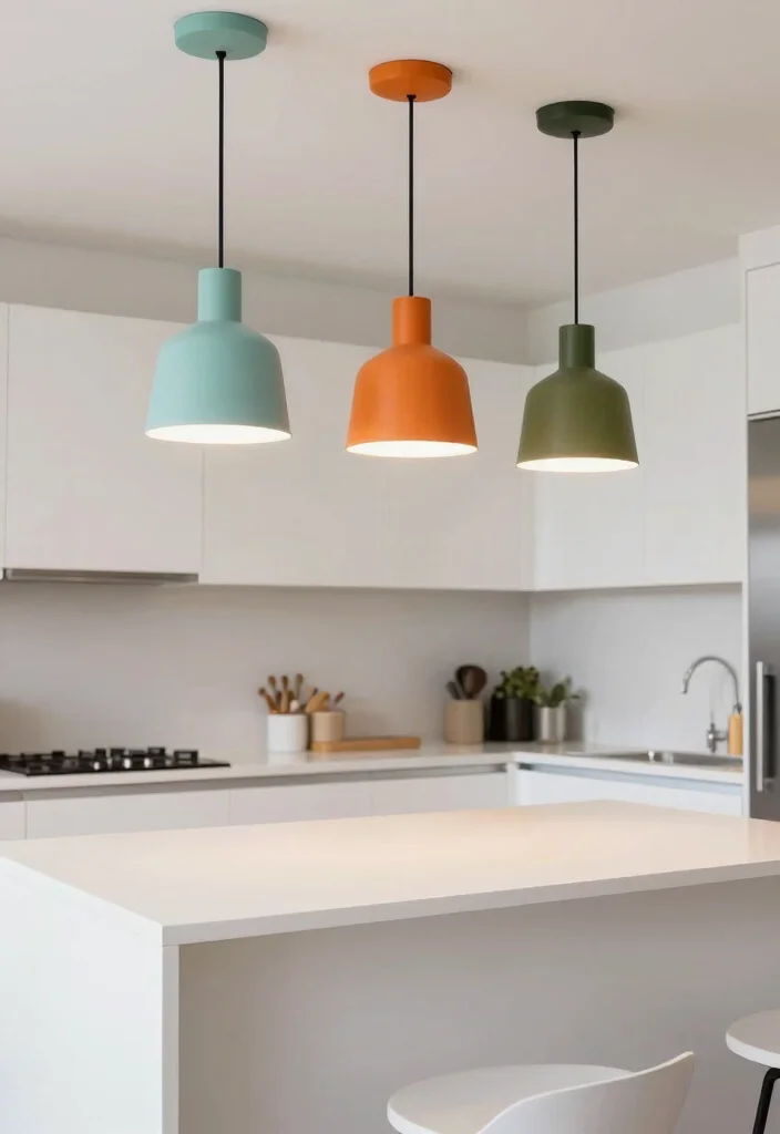 18 Kitchen Island Pendant Lighting Ideas That Shine - 7. Bold Colored Pendants 1