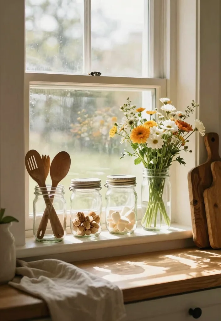 18 Kitchen Window Decor Over Sink Ideas That Brighten Your Space - 11. Mason Jar Storage Ideas 1