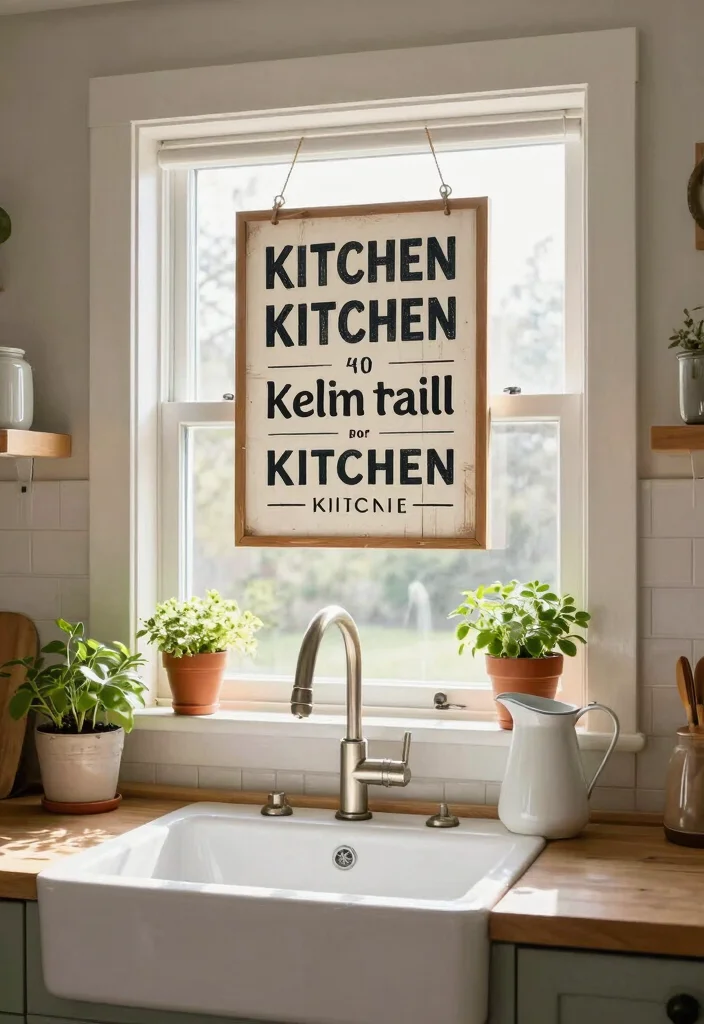18 Kitchen Window Decor Over Sink Ideas That Brighten Your Space - 13. Decorative Wooden Signs 1