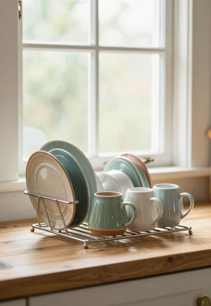 18 Kitchen Window Decor Over Sink Ideas That Brighten Your Space - 18. Functional Dish Rack with Style 1