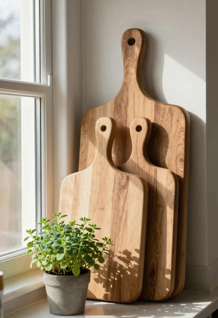 18 Kitchen Window Decor Over Sink Ideas That Brighten Your Space - 9. Stylish Cutting Boards Display 1