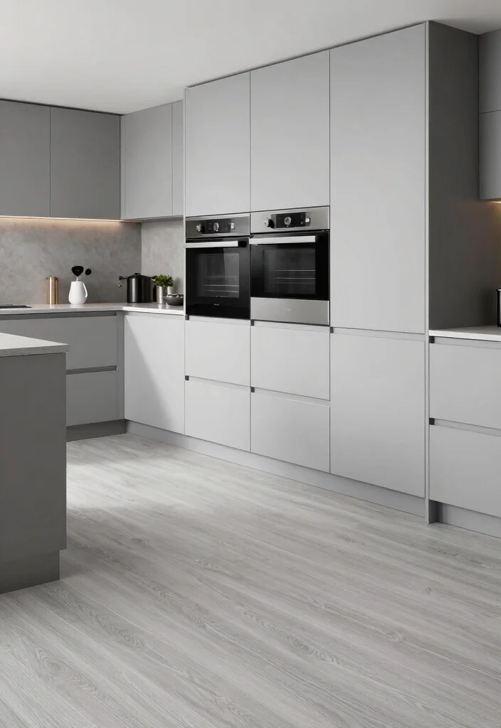 18 Light Grey Floors Kitchen Ideas With Modern Vibes - 12. Efficient Appliance Integration 1