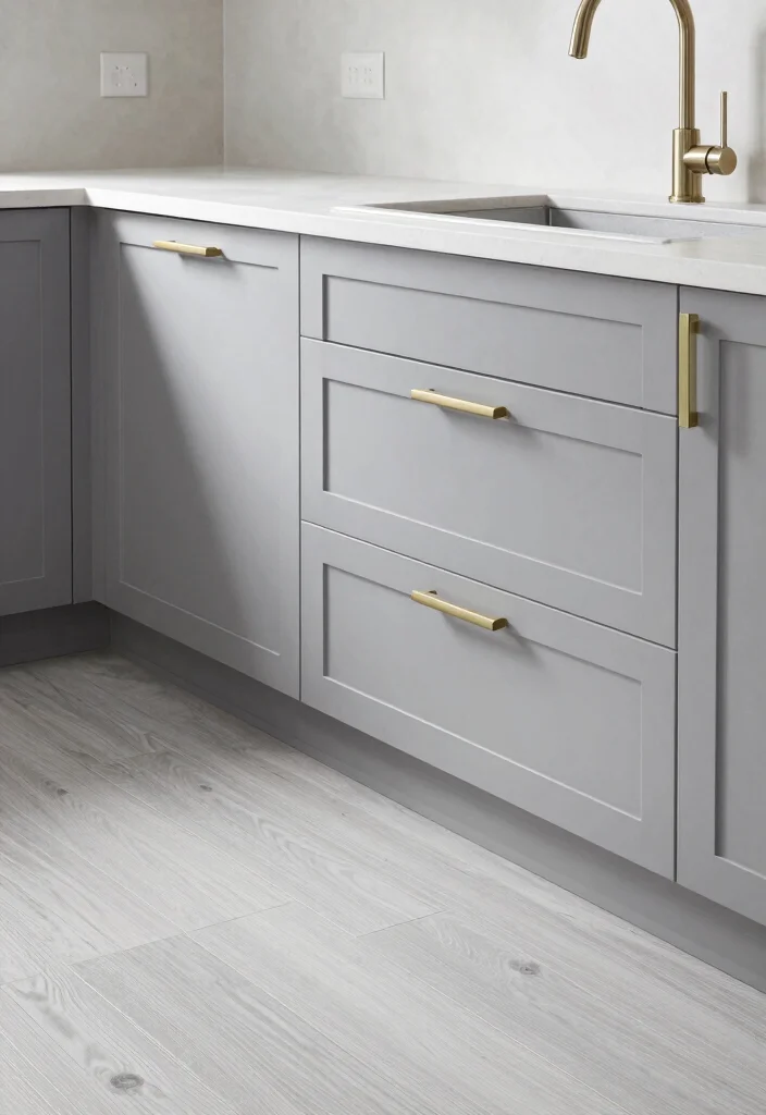 18 Light Grey Floors Kitchen Ideas With Modern Vibes - 14. Elevated Hardware Choices 1