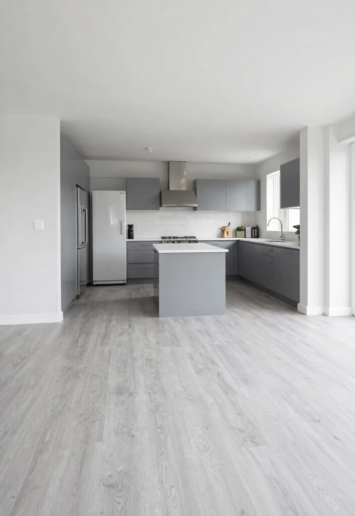 18 Light Grey Floors Kitchen Ideas With Modern Vibes - 15. Open Floor Space for Movement 1