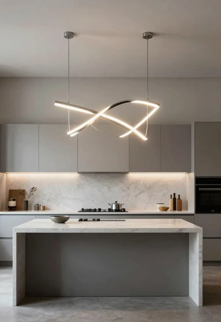 18 Lighting Over Kitchen Island Ideas That Make a Statement 11 18 Lighting Over Kitchen Island Ideas That Make a Statement - 11. Artistic Sculptural Fixtures 1