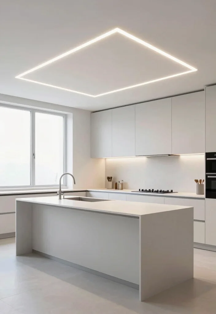 18 Lighting Over Kitchen Island Ideas That Make a Statement 13 18 Lighting Over Kitchen Island Ideas That Make a Statement - 13. Minimalist LED Panel Lights 1