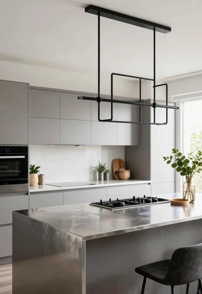 18 Lighting Over Kitchen Island Ideas That Make a Statement 6 18 Lighting Over Kitchen Island Ideas That Make a Statement - 6. Contemporary Metal Fixtures 1