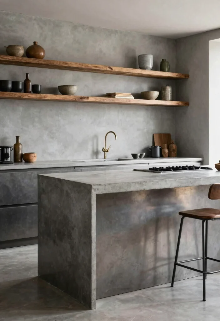 18 Metal Kitchen Island Ideas With Industrial Edge - 12. Industrial Chic with Concrete 1
