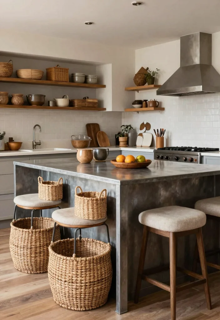 18 Metal Kitchen Island Ideas With Industrial Edge - 13. Layered Textures 1