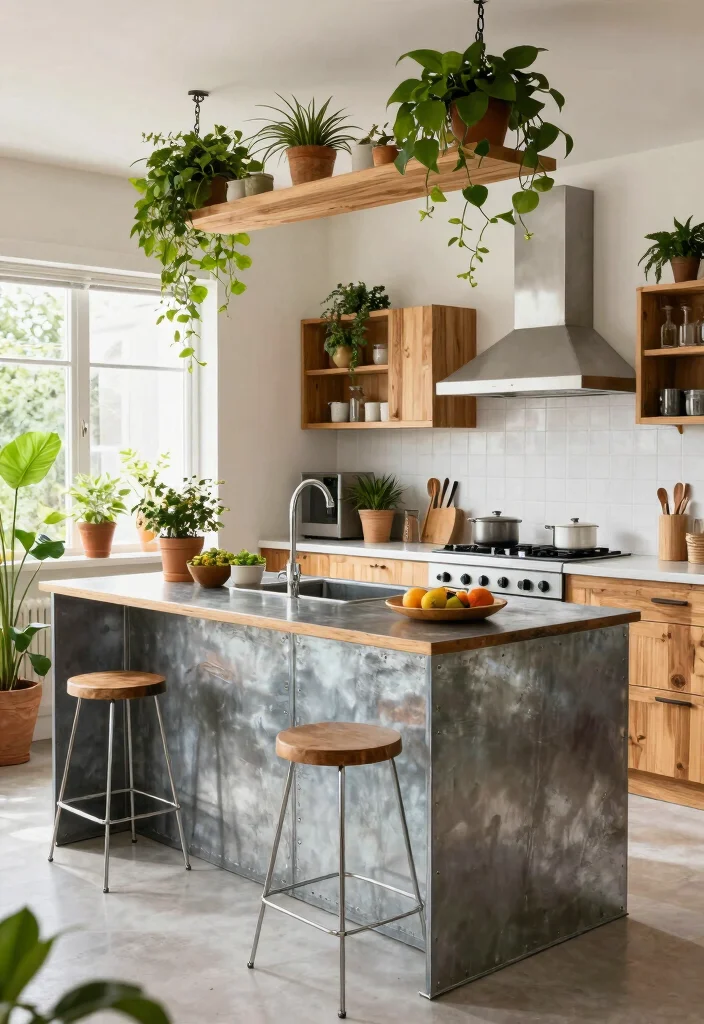 18 Metal Kitchen Island Ideas With Industrial Edge - 15. Eco-Friendly Design 1