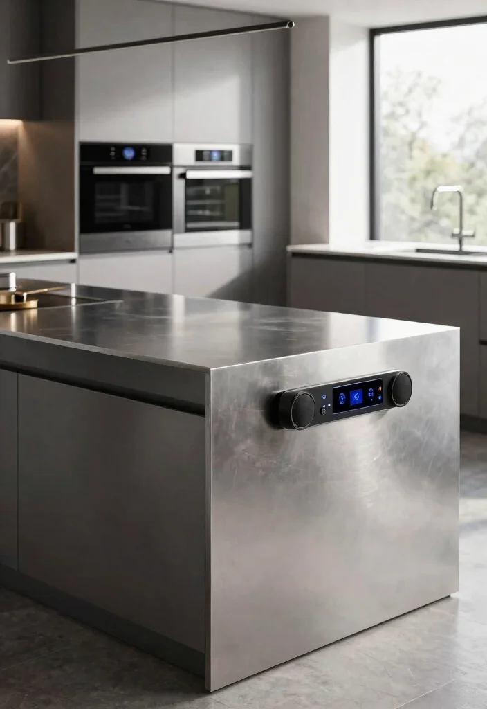 18 Metal Kitchen Island Ideas With Industrial Edge - 16. Integrated Technology 1