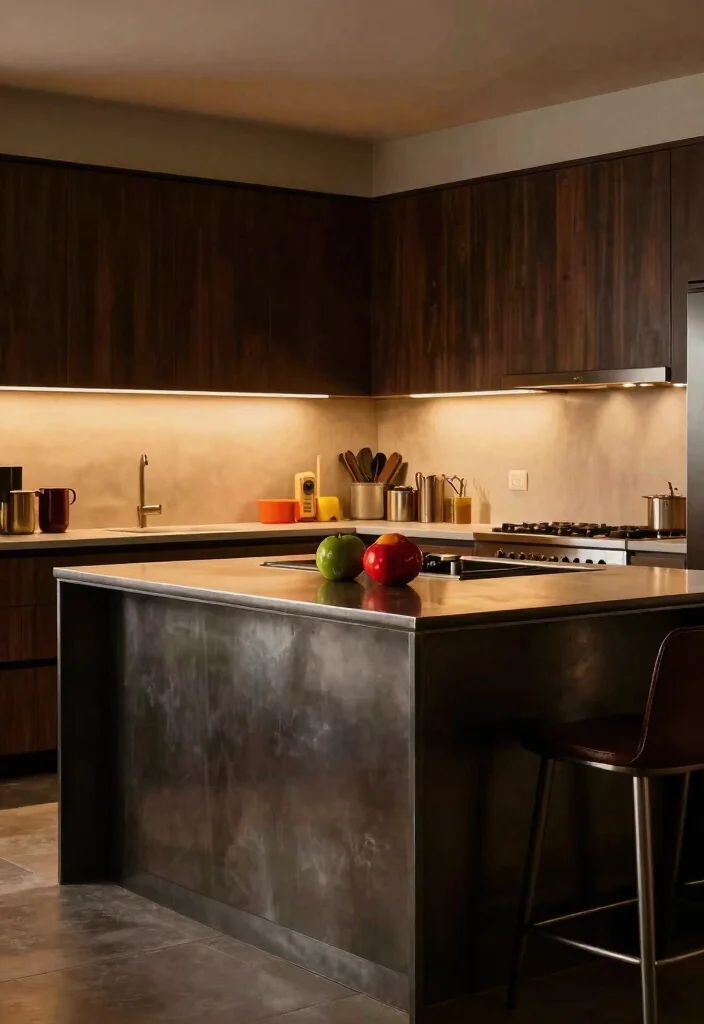 18 Metal Kitchen Island Ideas With Industrial Edge - 17. Dark and Moody 1