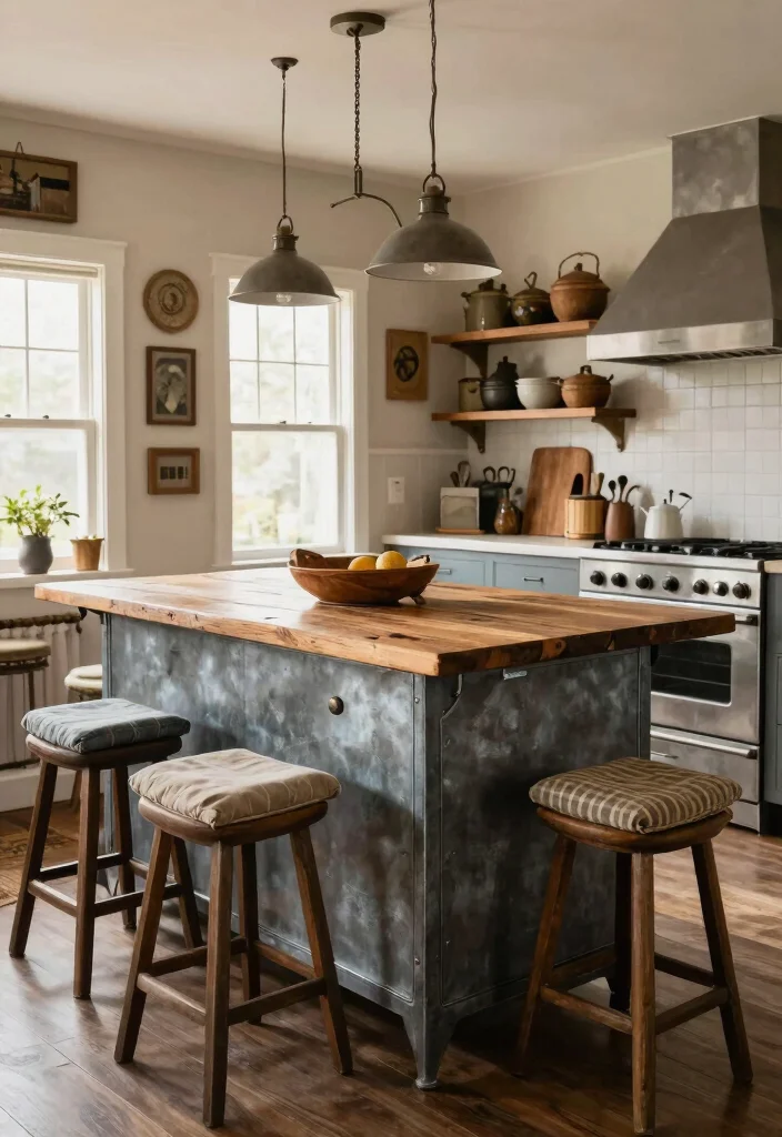 18 Metal Kitchen Island Ideas With Industrial Edge - 2. Rustic Farmhouse Charm 1