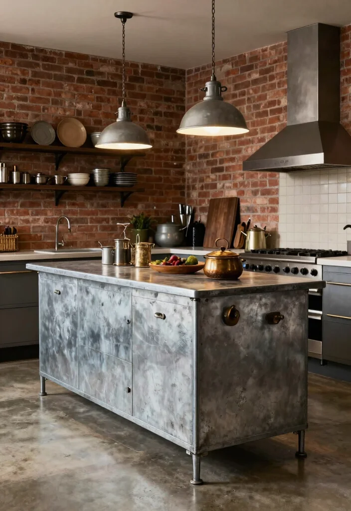 18 Metal Kitchen Island Ideas With Industrial Edge - 3. Vintage Industrial Vibes 1