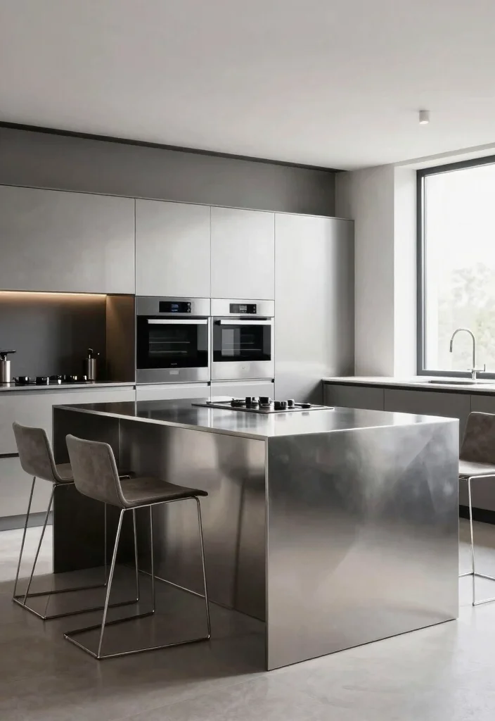 18 Metal Kitchen Island Ideas With Industrial Edge - 4. Sleek and Modern 1