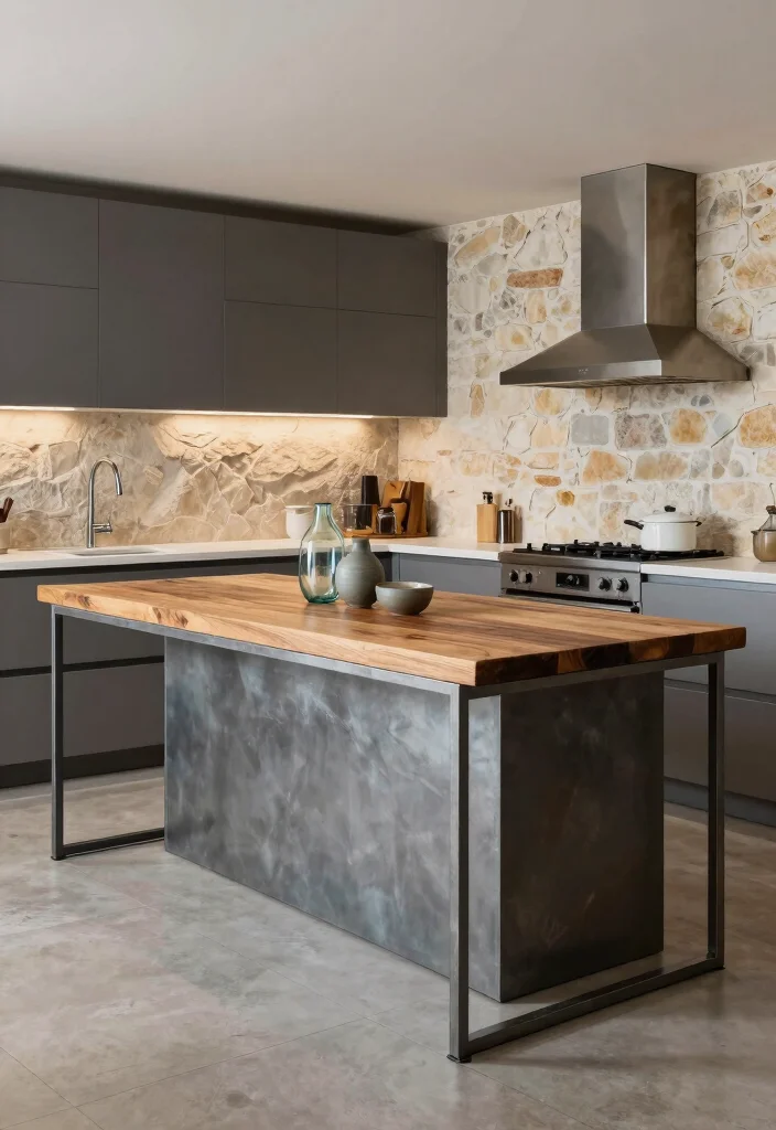 18 Metal Kitchen Island Ideas With Industrial Edge - 5. Mixed Materials Masterpiece 1