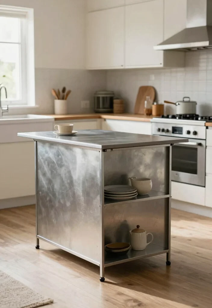 18 Metal Kitchen Island Ideas With Industrial Edge - 6. Compact Island Solutions 1