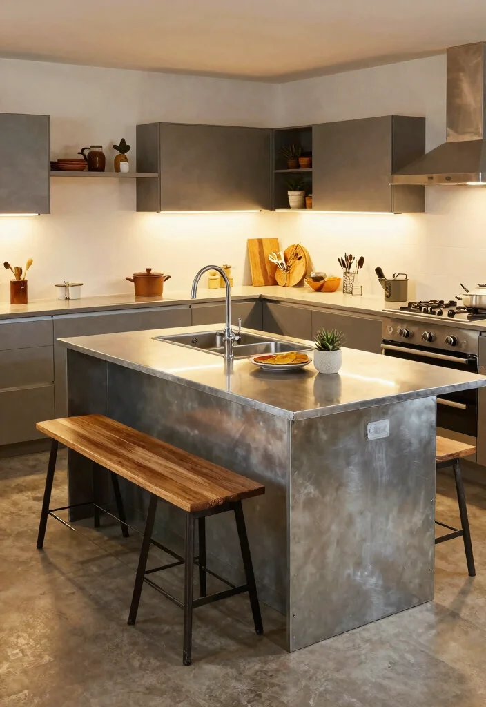 18 Metal Kitchen Island Ideas With Industrial Edge - 8. Multi-Functional Island 1