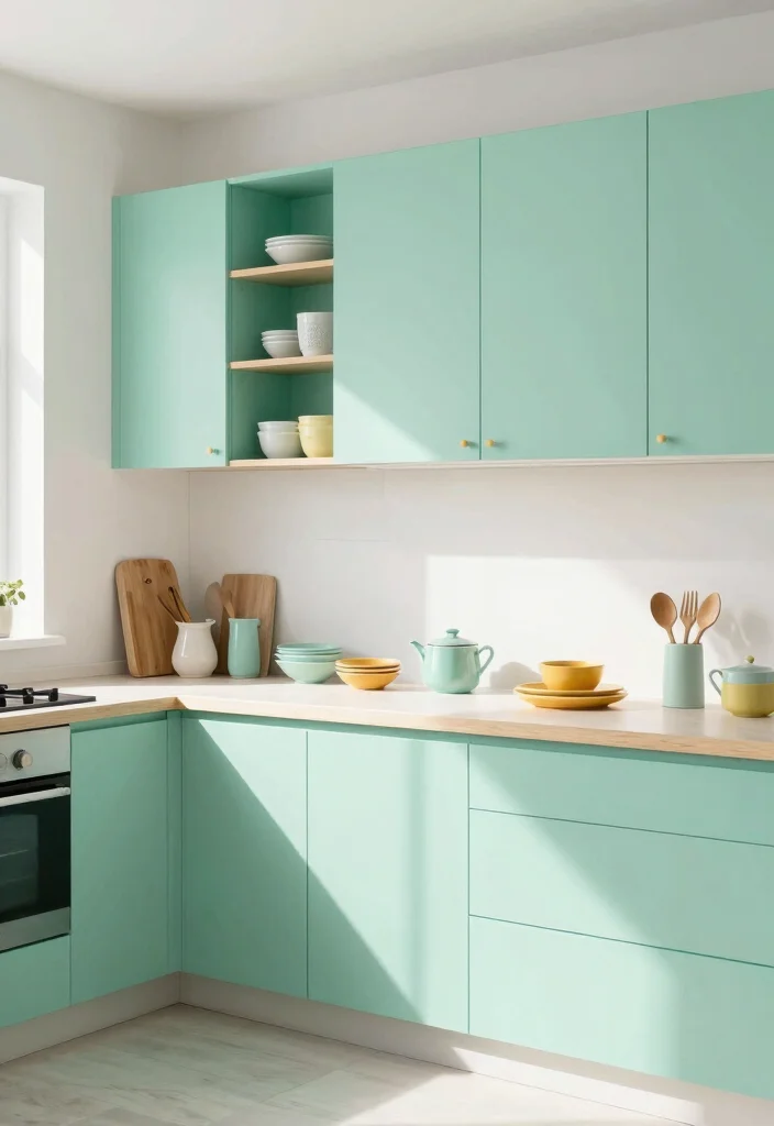 18 Modern Kitchen Cabinet Colors Ideas That Feel Fresh - 10. Mint Green – Fresh and Fun 1