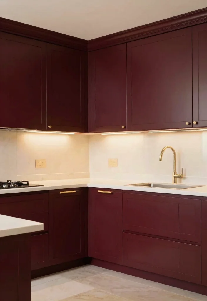 18 Modern Kitchen Cabinet Colors Ideas That Feel Fresh - 11. Deep Burgundy – Rich and Elegant 1