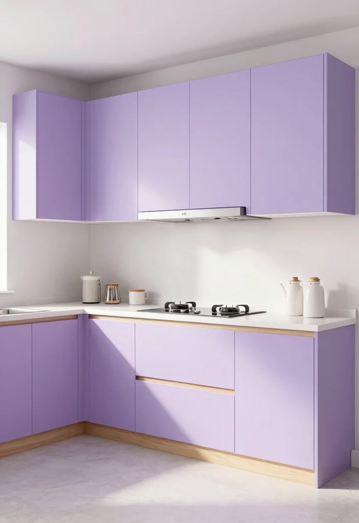 18 Modern Kitchen Cabinet Colors Ideas That Feel Fresh - 14. Soft Lavender – Gentle and Unique 1