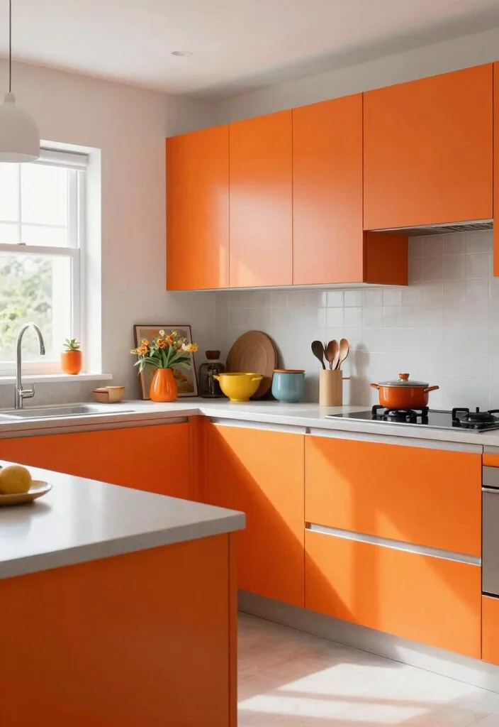 18 Modern Kitchen Cabinet Colors Ideas That Feel Fresh - 18. Bright Tangerine – Vibrant and Energetic 1