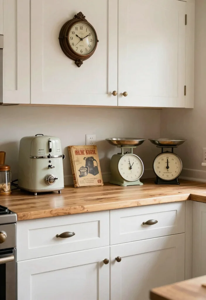 18 White Kitchen With Butcher Block Counter Ideas With Cozy Charm 4 18 White Kitchen With Butcher Block Counter Ideas With Cozy Charm - 4. Vintage Accents 1