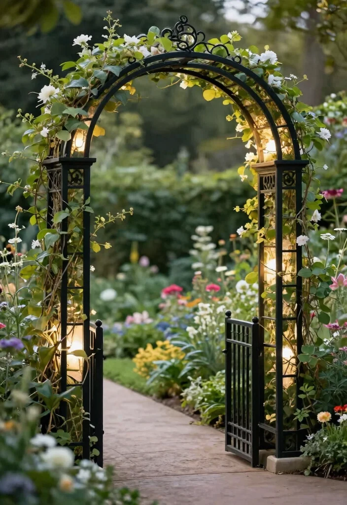 12 Black Metal Fence Ideas That Look High-End - 12. Statement Black Metal Arches 1