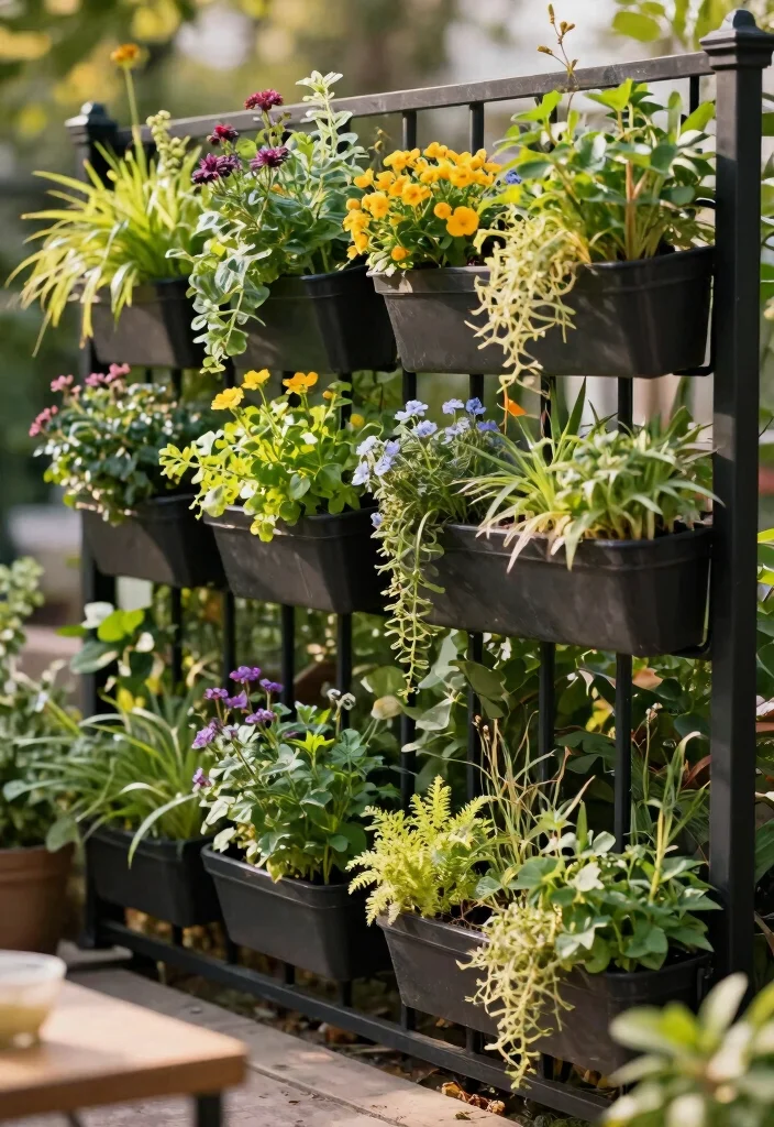 12 Black Metal Fence Ideas That Look High-End - 7. Vertical Garden Fencing 1