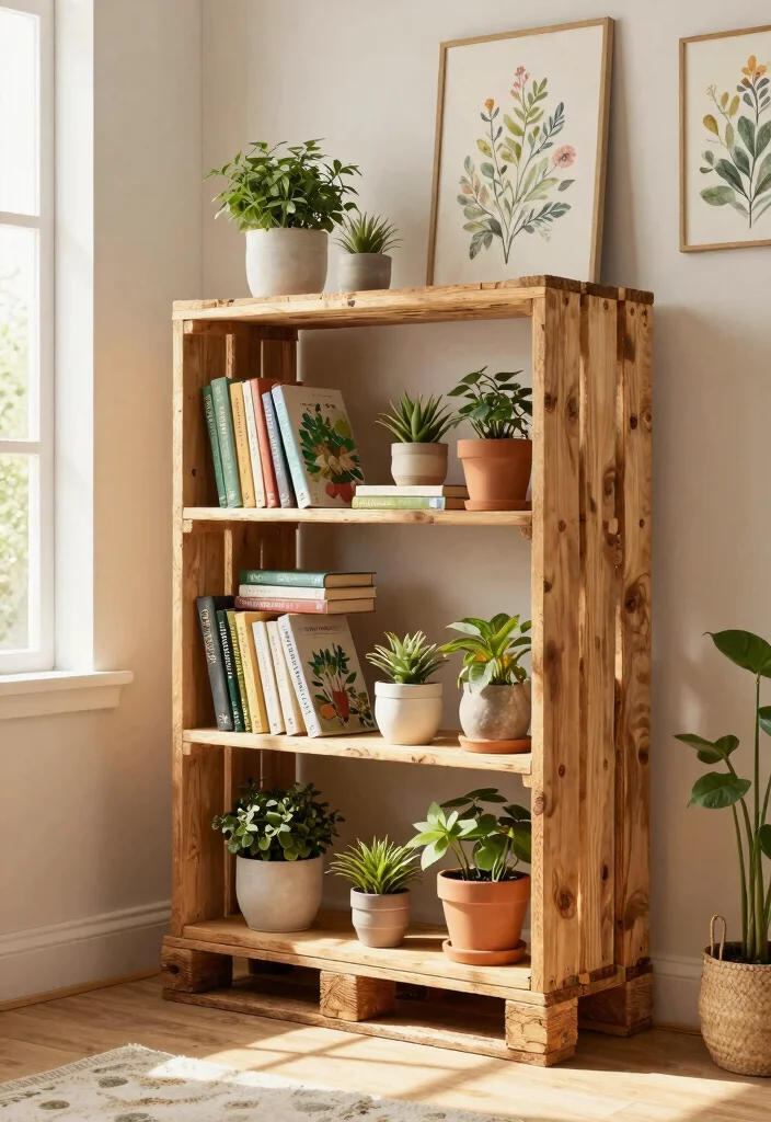 12 Floor to Ceiling Bookshelves That Hold Weight Without Sagging - 10. Rustic Pallet Bookshelf 1