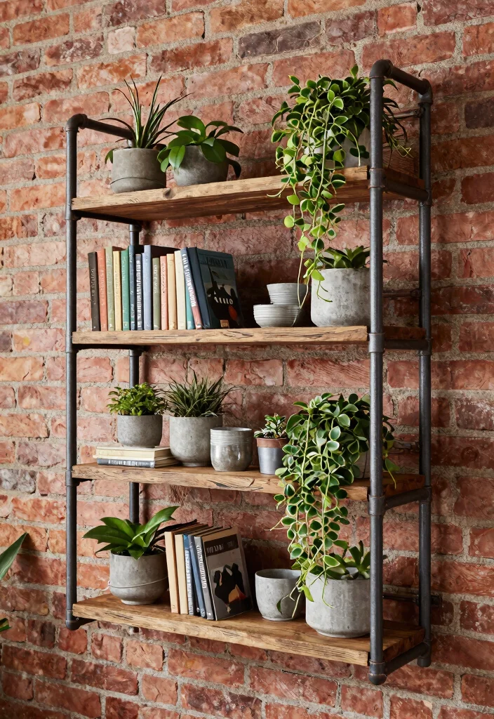 12 Floor to Ceiling Bookshelves That Hold Weight Without Sagging - 3. Industrial Pipe Bookshelf 1