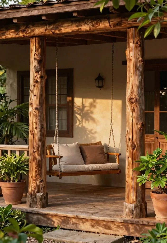 12 Front Porch Columns That Add Character Without a Full Rebuild - 1. Rustic Wooden Wraps 1
