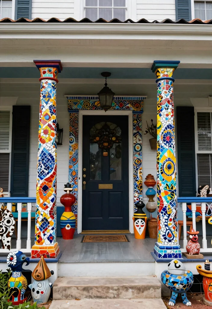 12 Front Porch Columns That Add Character Without a Full Rebuild - 10. Artistic Column Features 1