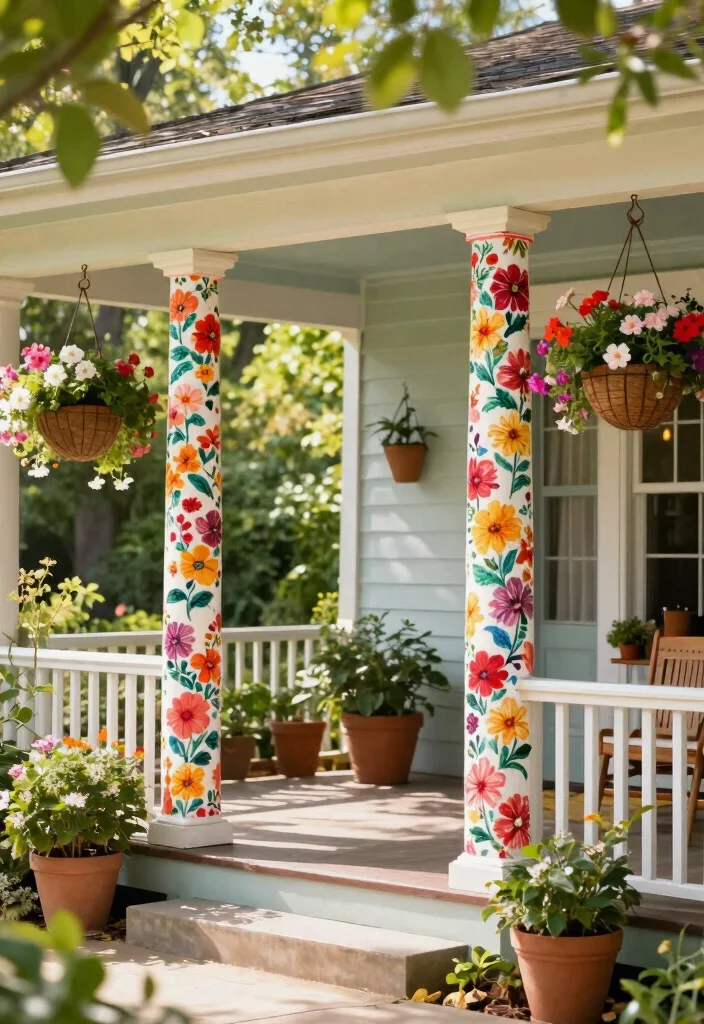 12 Front Porch Columns That Add Character Without a Full Rebuild - 5. Floral Column Wrapping 1