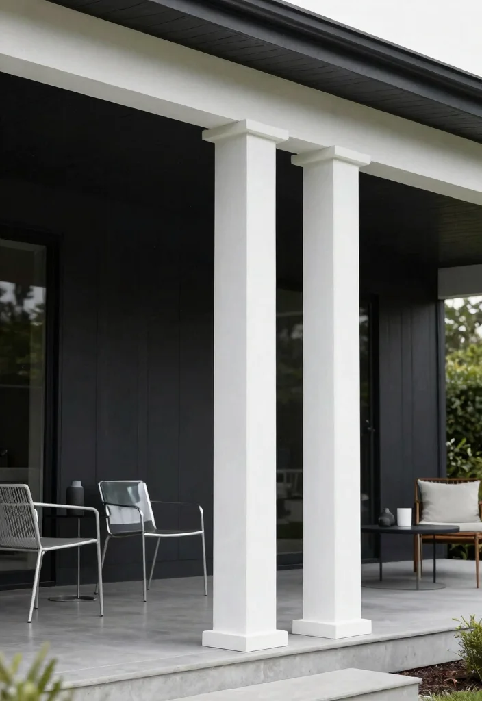 12 Front Porch Columns That Add Character Without a Full Rebuild - 7. Minimalist Modern Covers 1