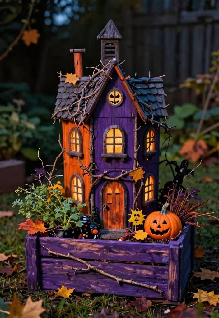12 Halloween Planter Ideas That Look Spooky Without Buying New Pots - 10. The Nature-Inspired Haunted House 1
