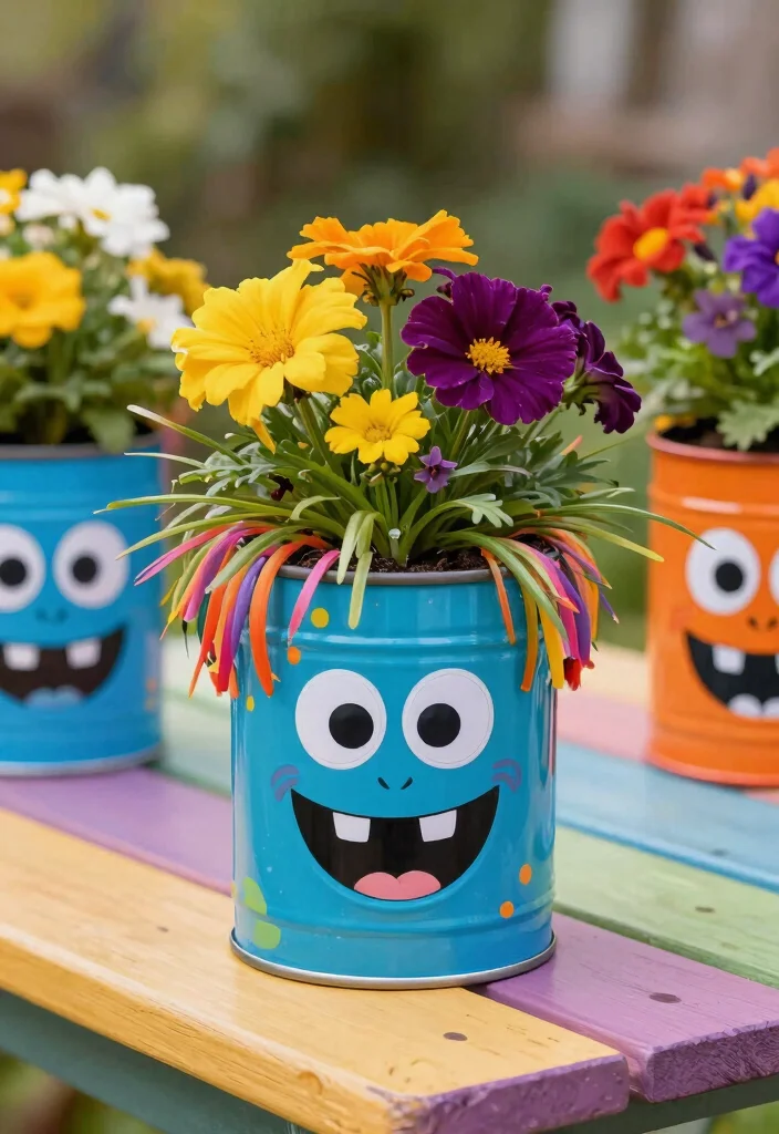 12 Halloween Planter Ideas That Look Spooky Without Buying New Pots - 11. The Monster Can Planter 1