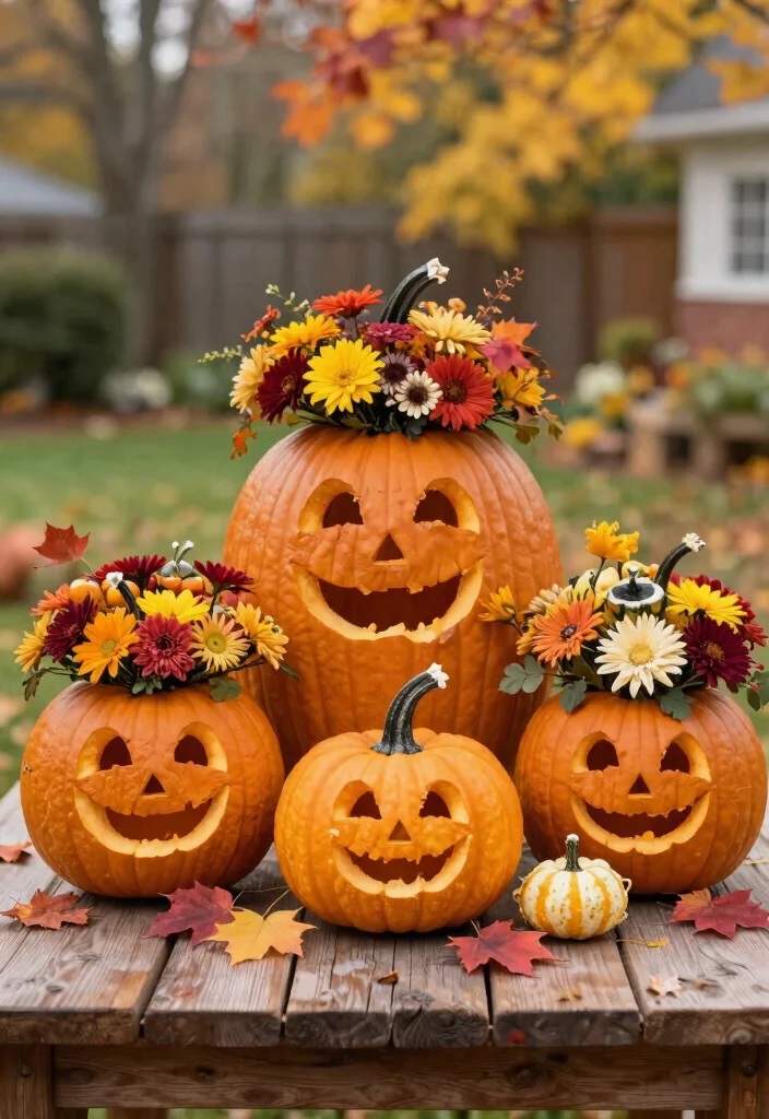 12 Halloween Planter Ideas That Look Spooky Without Buying New Pots - 2. The Pumpkin Patch Planter 1