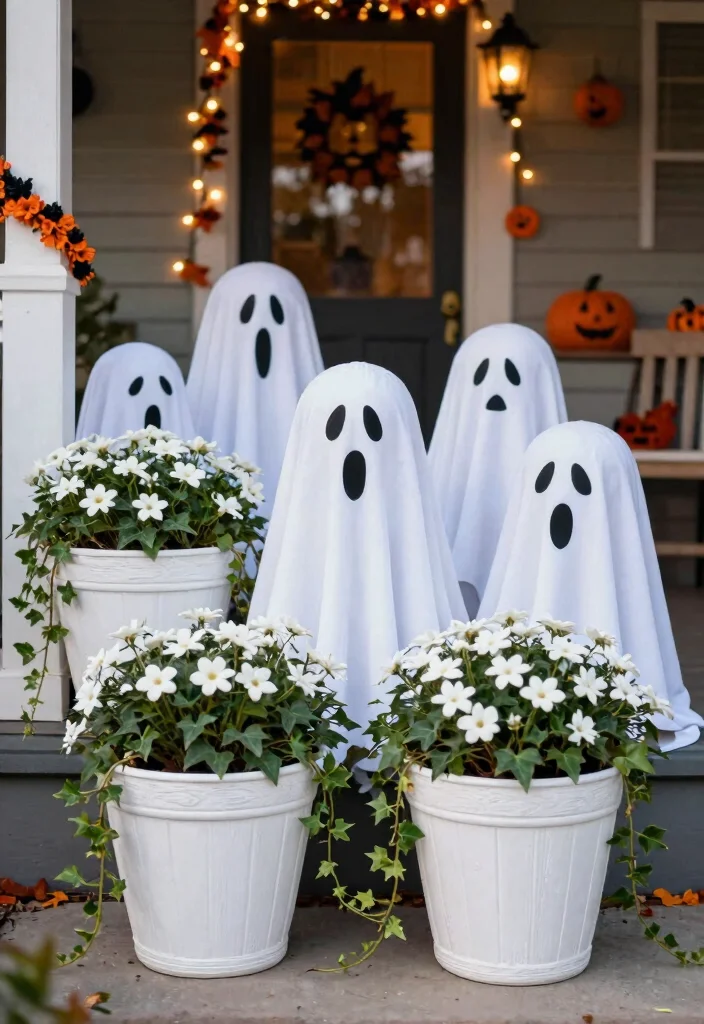 12 Halloween Planter Ideas That Look Spooky Without Buying New Pots - 3. The Ghostly White Pot 1